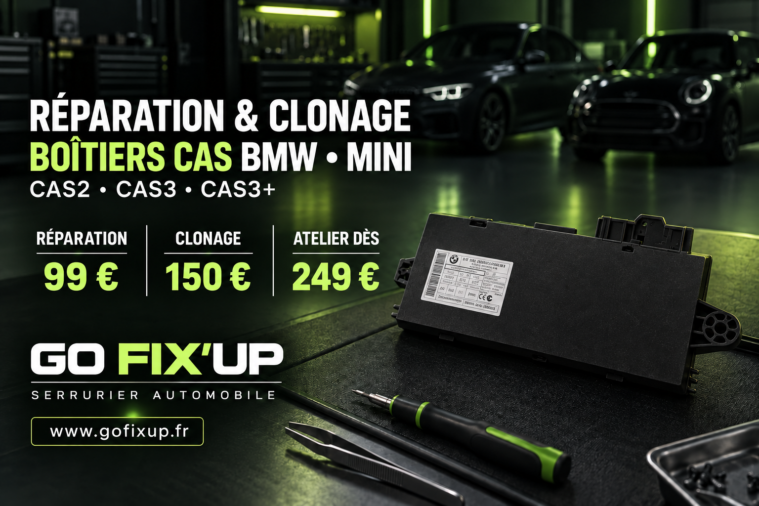Boîtier CAS BMW et MINI dans l’atelier Go Fix’up